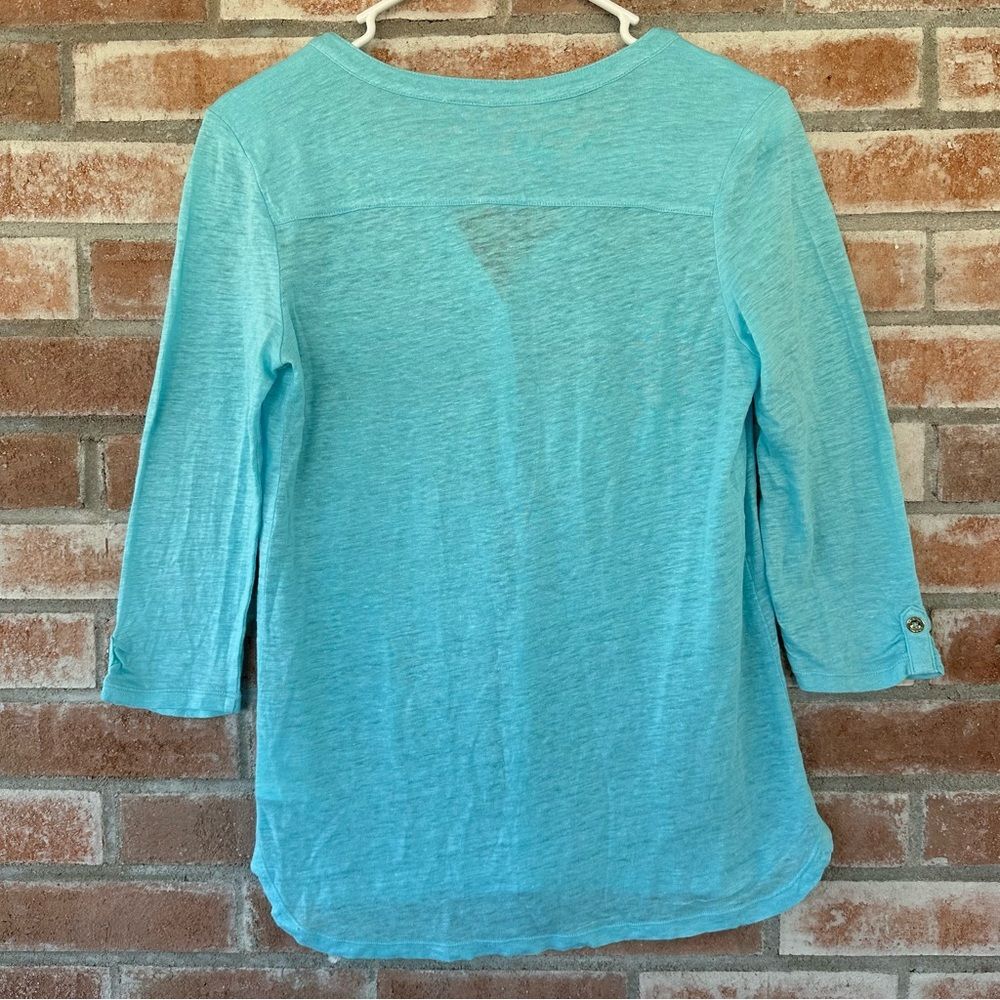 Lilly Pulitzer 100% Linen Mindy Tunic Top Turquoise Women’s Small Beach - Picture 7 of 9